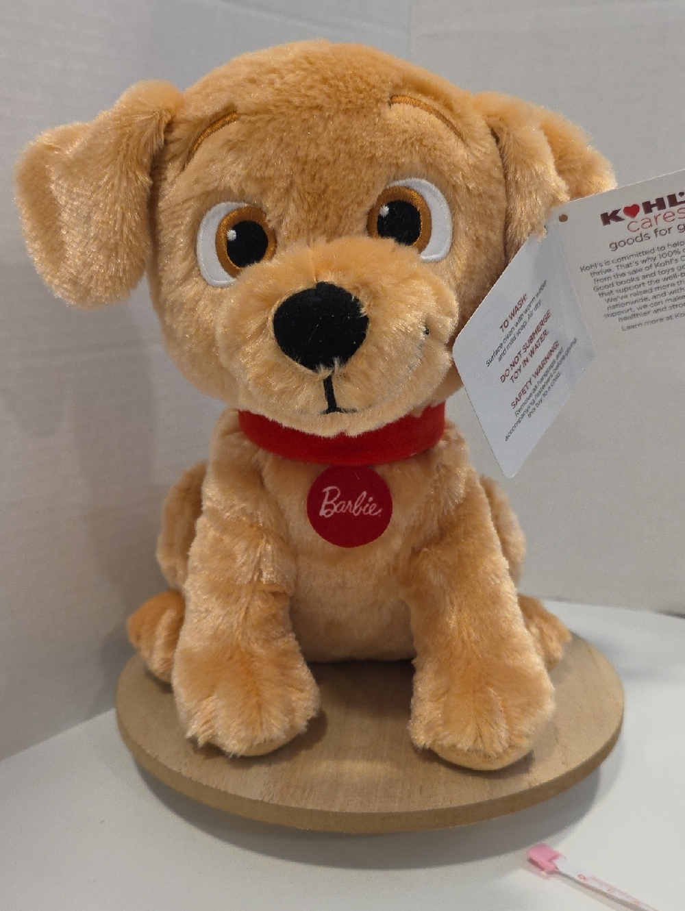 Mattel 80 Barbie Tan Plush Puppy with Red Collar By Kohl's Cares NWT